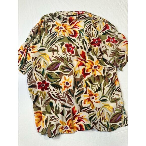 Saks Fifth Avenue Vintage Floral Hawaiian silk oversized button up shirt, size S - Picture 4 of 6